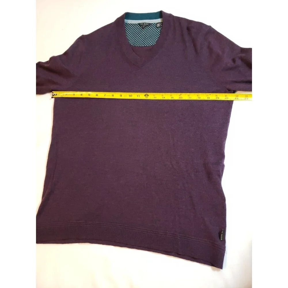 Ted Baker Mens Purple V-Neck Sweater wool silk‎ cashmere Size 5